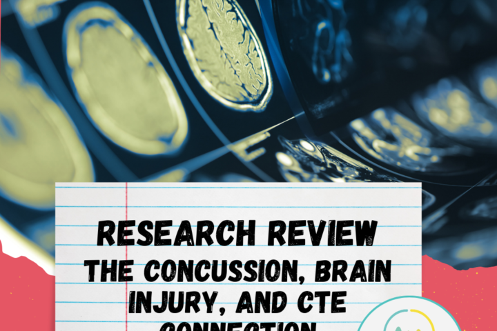 Brain scan images with the title "Research Review: The concussion, brain injury, and CTE connection" underneathe